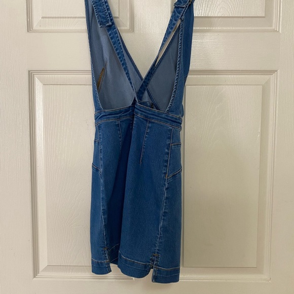 Free People Denim Mini Pinafore Dress - Picture 5 of 6